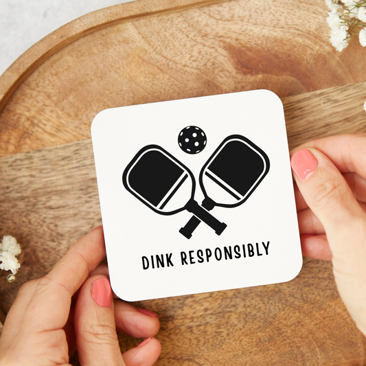 Funny pickleball-themed coaster with humorous design, perfect gift for pickleball players and fans