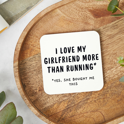 Funny running coaster with glossy finish, running themed gift for boyfriend or runner, 9x9cm novelty running coaster
