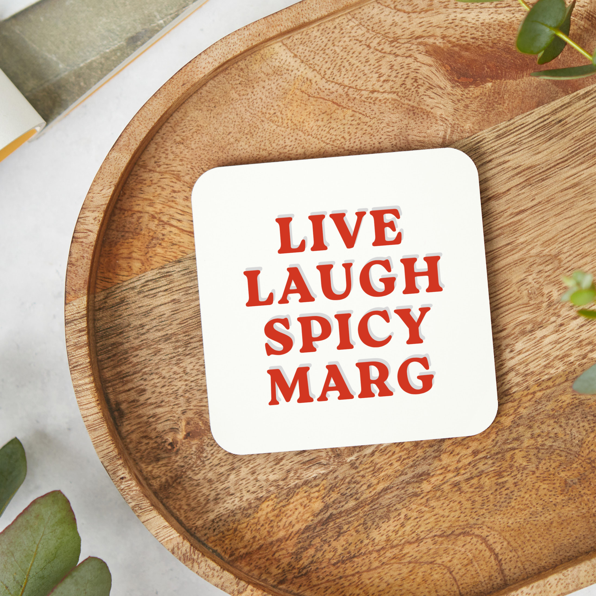 Funny spicy margarita coaster with cocktail-themed design, perfect for spicy marg lovers and drink enthusiasts. Glossy hardboard coaster ideal as a stocking filler, personalised cocktail gift, birthday present or home bar accessory.