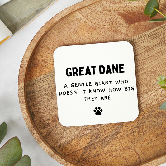 Funny Great Dane coaster gift with rude humor, glossy finish, unique gift for Great Dane owners and dog lovers