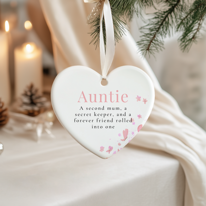 Ceramic heart keepsake gift for auntie, thoughtful sentimental present, meaningful auntie gift idea