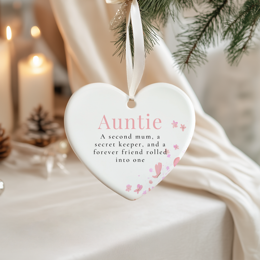 Ceramic heart keepsake gift for auntie, thoughtful sentimental present, meaningful auntie gift idea