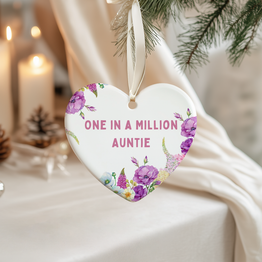 Ceramic heart keepsake gift for auntie, thoughtful sentimental present, meaningful auntie gift idea