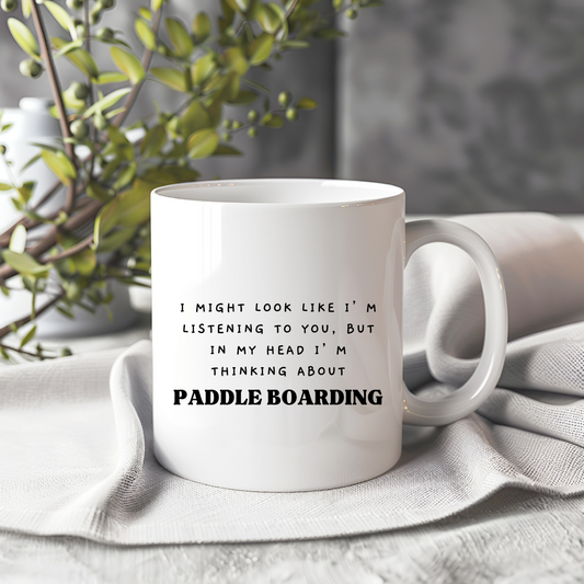 Glossy ceramic 11oz paddle boarding mug with funny design, dishwasher and microwave safe, perfect gift for paddle board lovers