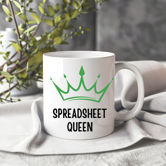Funny spreadsheet mug – 11oz ceramic mug for accountants, data analysts, or spreadsheet lovers, perfect new job or office gift.