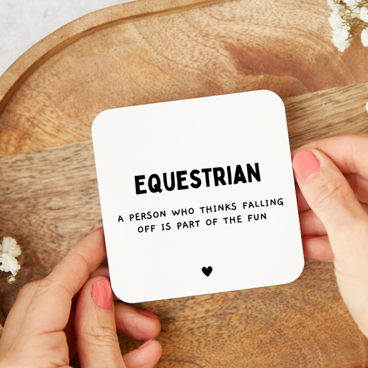Funny equestrian coaster gift with glossy finish, unique horse lover gift, humorous drink coaster for riders and horse enthusiasts