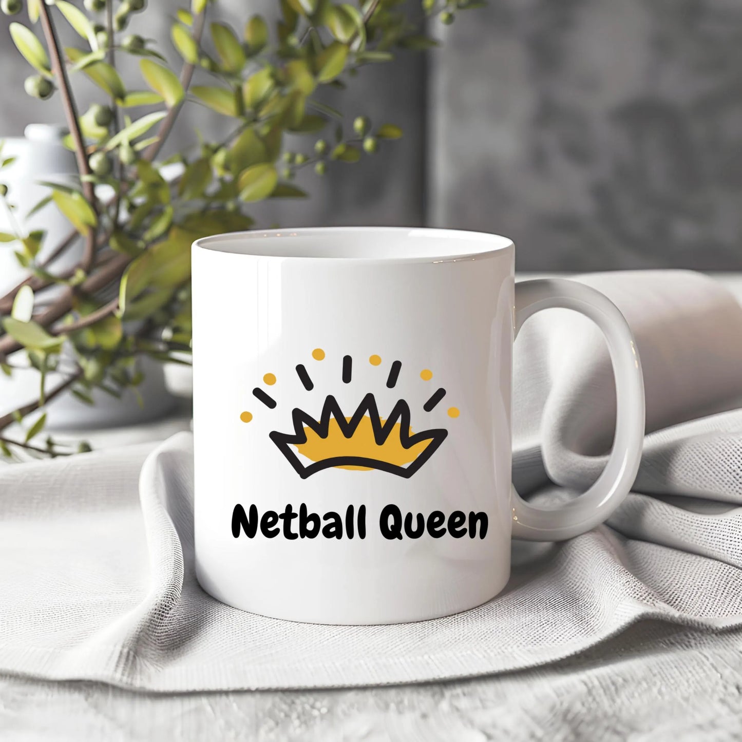 Netball Mug, Netball Gift, Netball Lover, Sport Gift - Peach and Pine