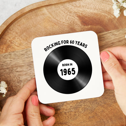 60th Birthday gift, 1965 birthday gift, music lover, birthday coaster, 60th birthday