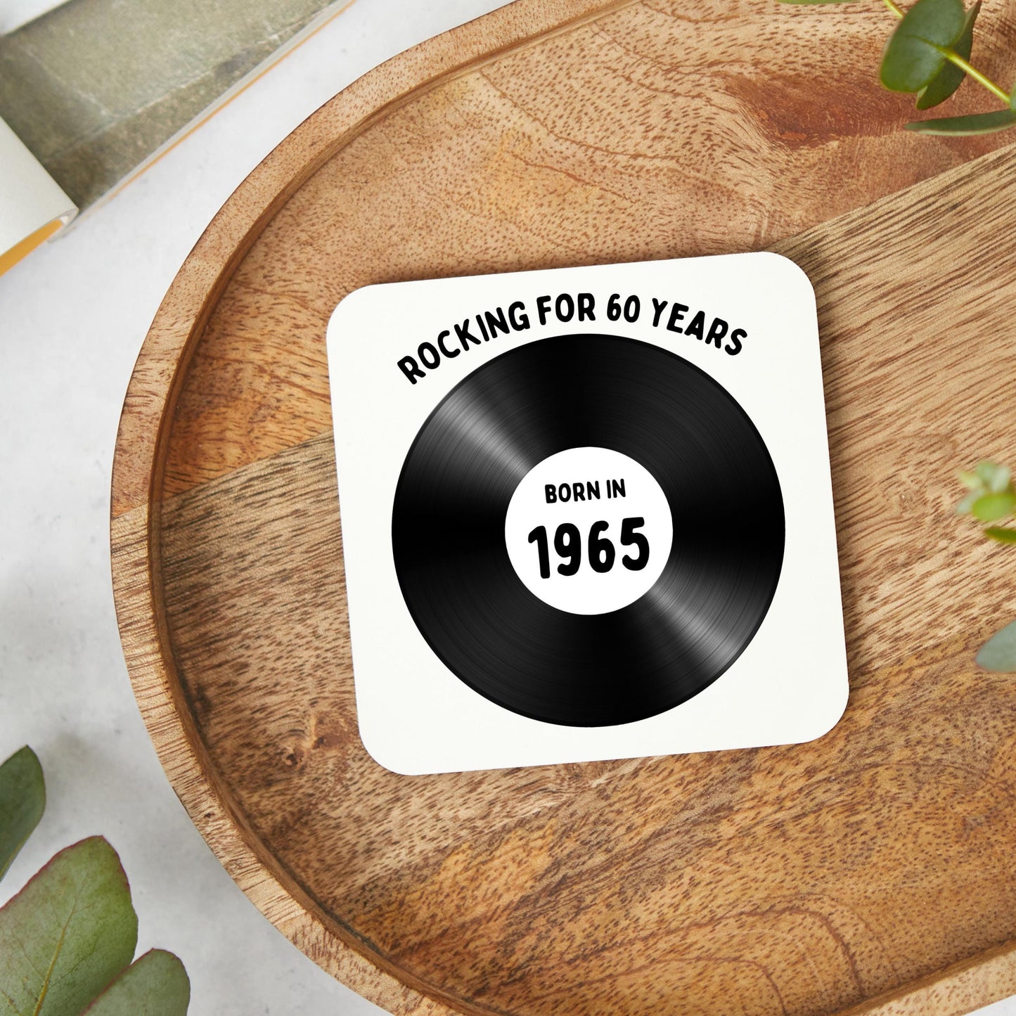 60th Birthday gift, 1965 birthday gift, music lover, birthday coaster, 60th birthday