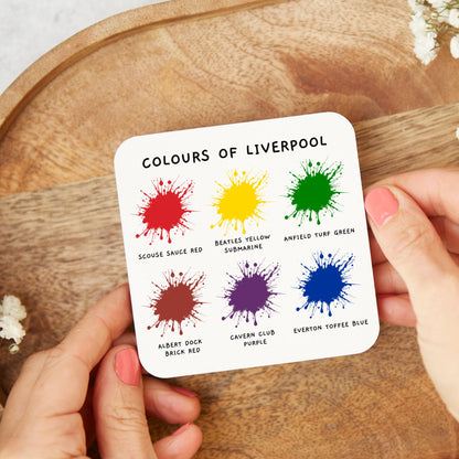 Colours of Liverpool Coaster, Liverpool Colours, Liverpool gift, funny coaster, COL04