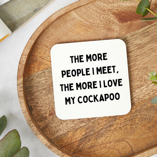 Cute and funny Cockapoo-themed coaster gift for dog lovers, featuring an adorable Cockapoo illustration and playful design.