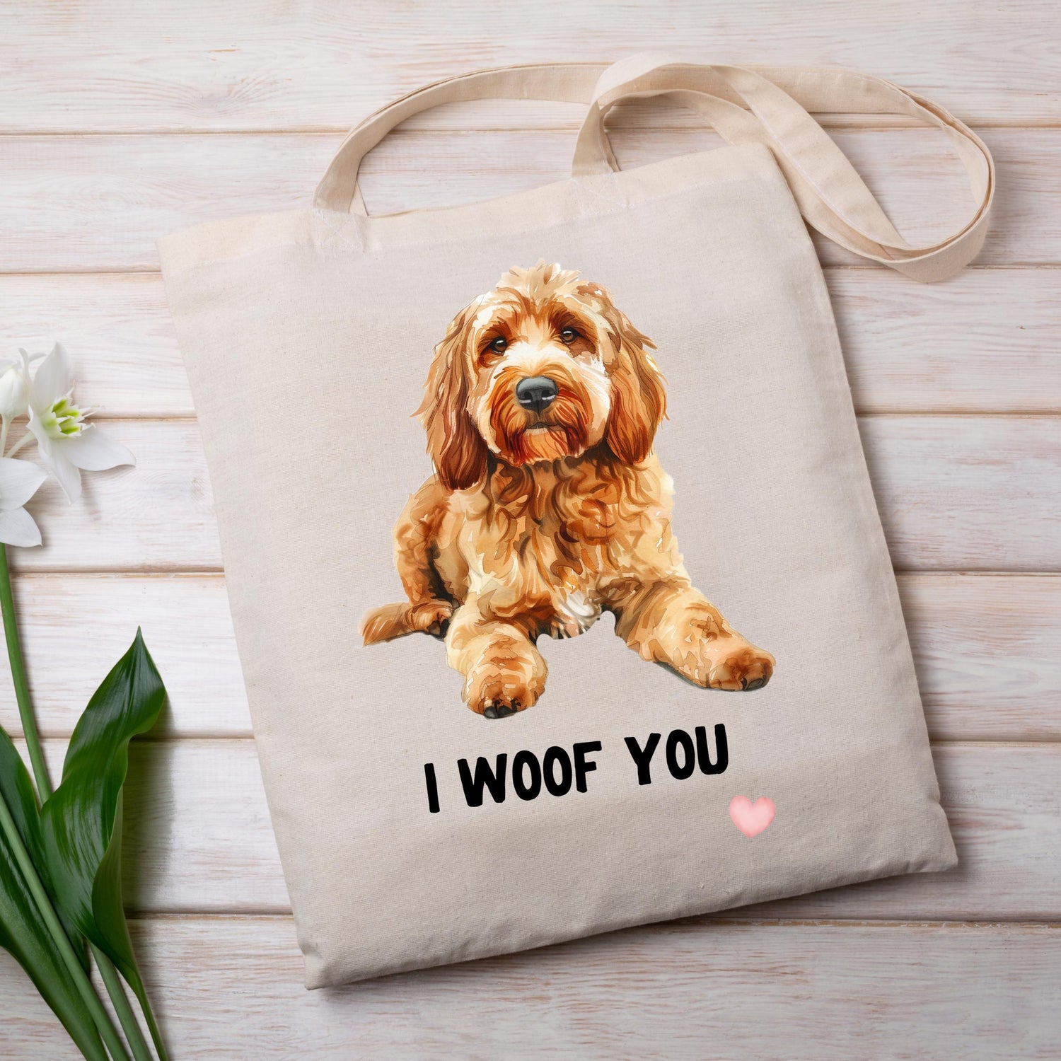Cute and funny Cockapoo-themed tote bag featuring an adorable dog illustration — perfect gift for Cockapoo owners and dog lovers