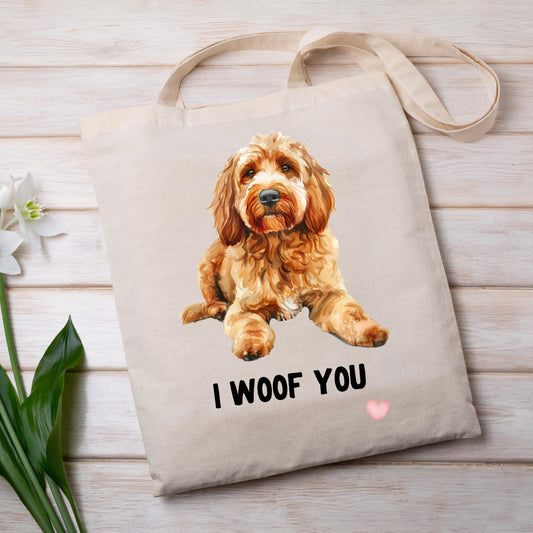 Cute and funny Cockapoo-themed tote bag featuring an adorable dog illustration — perfect gift for Cockapoo owners and dog lovers