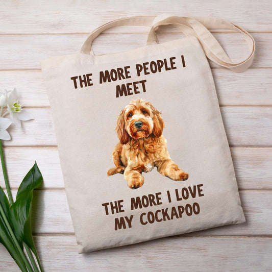 Cute and funny Cockapoo-themed tote bag featuring an adorable dog illustration — perfect gift for Cockapoo owners and dog lovers