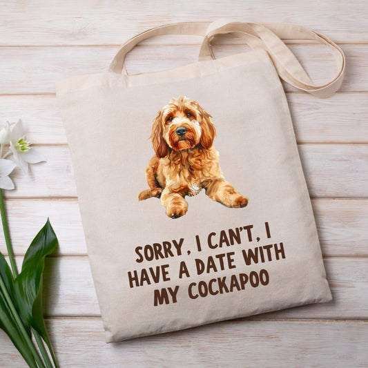 Cute and funny Cockapoo-themed tote bag featuring an adorable dog illustration — perfect gift for Cockapoo owners and dog lovers