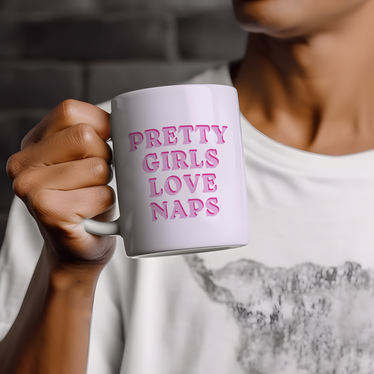 Funny napping mug featuring a humorous sleep-themed design. Perfect for nap lovers, tired mums, sleep enthusiasts, and anyone who enjoys a cosy afternoon nap.