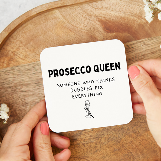 Ceramic Prosecco lover drinks coaster with fun wine-themed design
